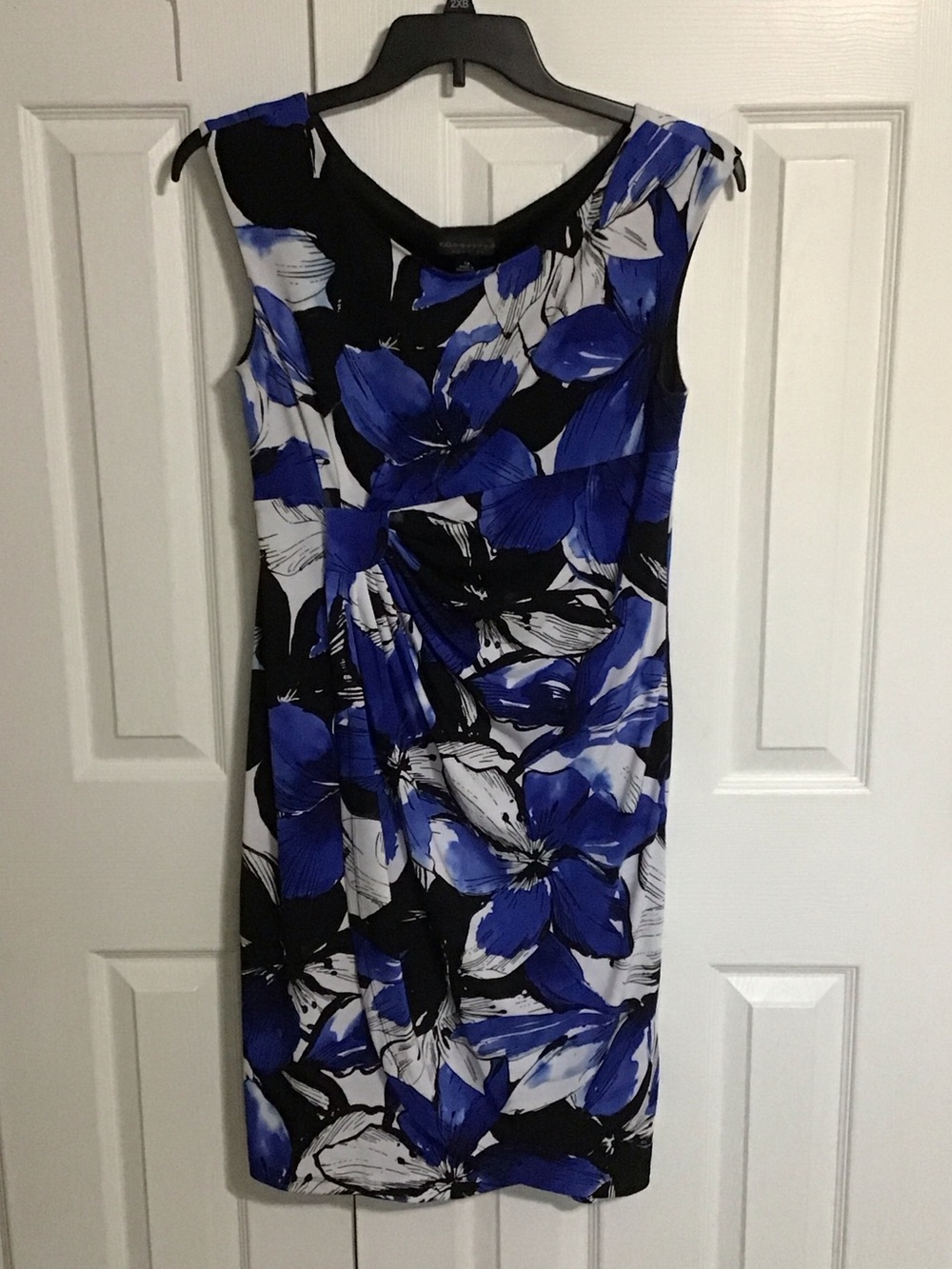 connected apparel Blue and Black Floral Sheath Dress